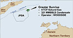 The Sunrise gas field, close to the Timor trench, is thought to have 9TCF of natural gas.